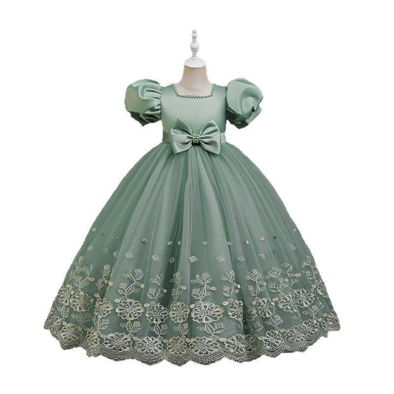 export girls' dress - lace & mesh panel, mid-to-large size, ready-to-ship, dropshipping available