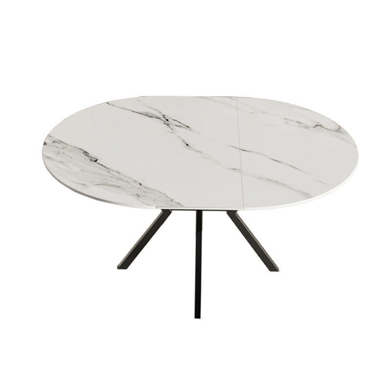 Custom-made nordic rock slab round dining table - modern minimalist home dining table - italian style extendable hotel negotiation table