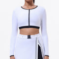 New long-sleeve tennis top - elegant, high-stretch activewear for fitness, yoga, and golf with built-in bra