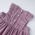 Girls' dress - new summer  collection: korean style ruffle trim purple elegant princess dress with flutter sleeves for toddlers and young children