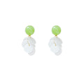Avocado green shell stud earrings - sweet dopamine earrings for women, new 2026 high-end resort style beach earrings