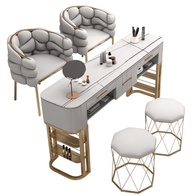Cream style manicure table and chair set combination marble single double manicure table Japanese Internet celebrity light luxury nail salon