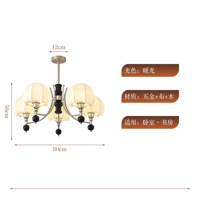 [Strict selection] American retro chandelier medieval Nanyang style advanced sense solid wood wabi-sabi living room study fabric lamps