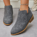 Fashionexportplus size leather boots women's boots pure colorslimming look pointed toe back zipper casualthick sole thick heel boots women's single