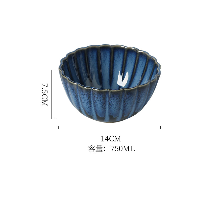 Japanese style ceramic bowls, plates, household high-looking rice bowls, soup bowls, dish sets, ins kiln turned into retro