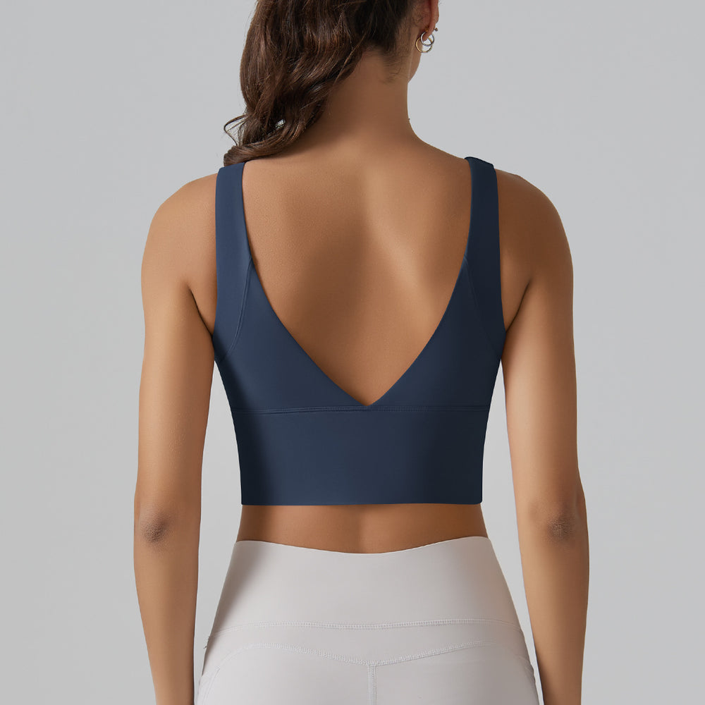 fashion v-shaped beautiful back cloud-sensing one-piece cup sports intimates tight high-elastic running fitness yoga wear bra
