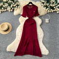 New arrival small fragrance classy sense cut out fungus lace sleeve button decoration silmslimming lookknittingdressfashion