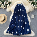 Navy blue large polka dots