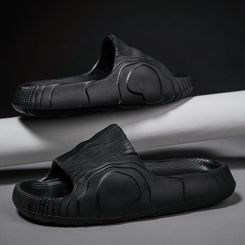 2024 new summer one-word slippers thick-bottomed double-size bathroom home wear, stepping on shit feeling, men's and women's versatile models wholesale