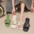 Fairy-style women's sandals and slippers, new trendy and versatile korean-style square heel flat beach sandals for women, perfect for summer 2025