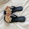 Trendy fairy flower slides - platform soft sole 2024 summer new women's one-strap sandals - versatile beach slippers