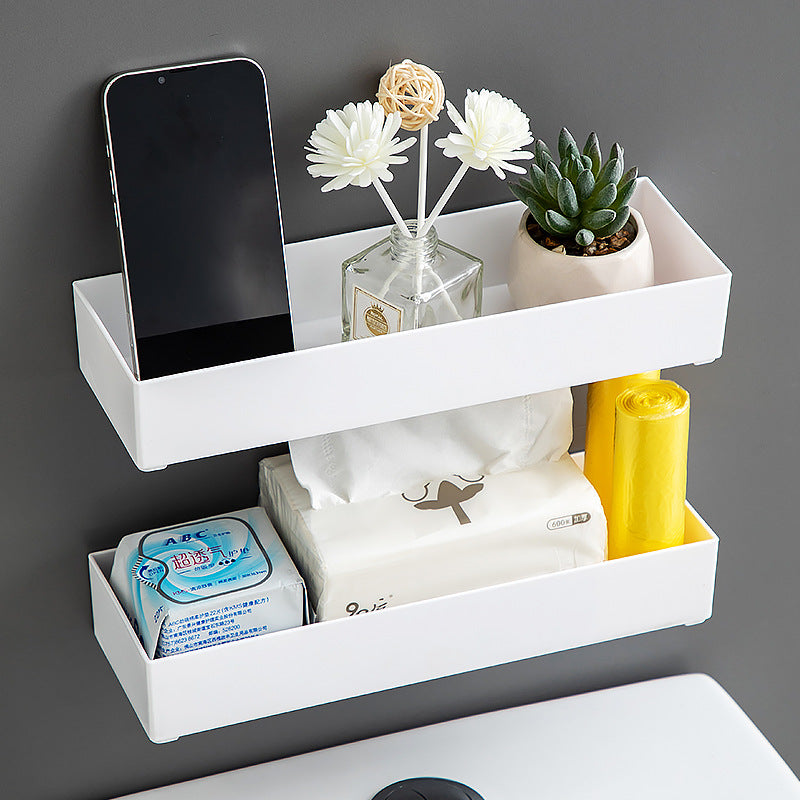 Shelf above the toilet in the bathroom Plastic multi-functional wall No punching sundries Paper towels Wall hanging storage box