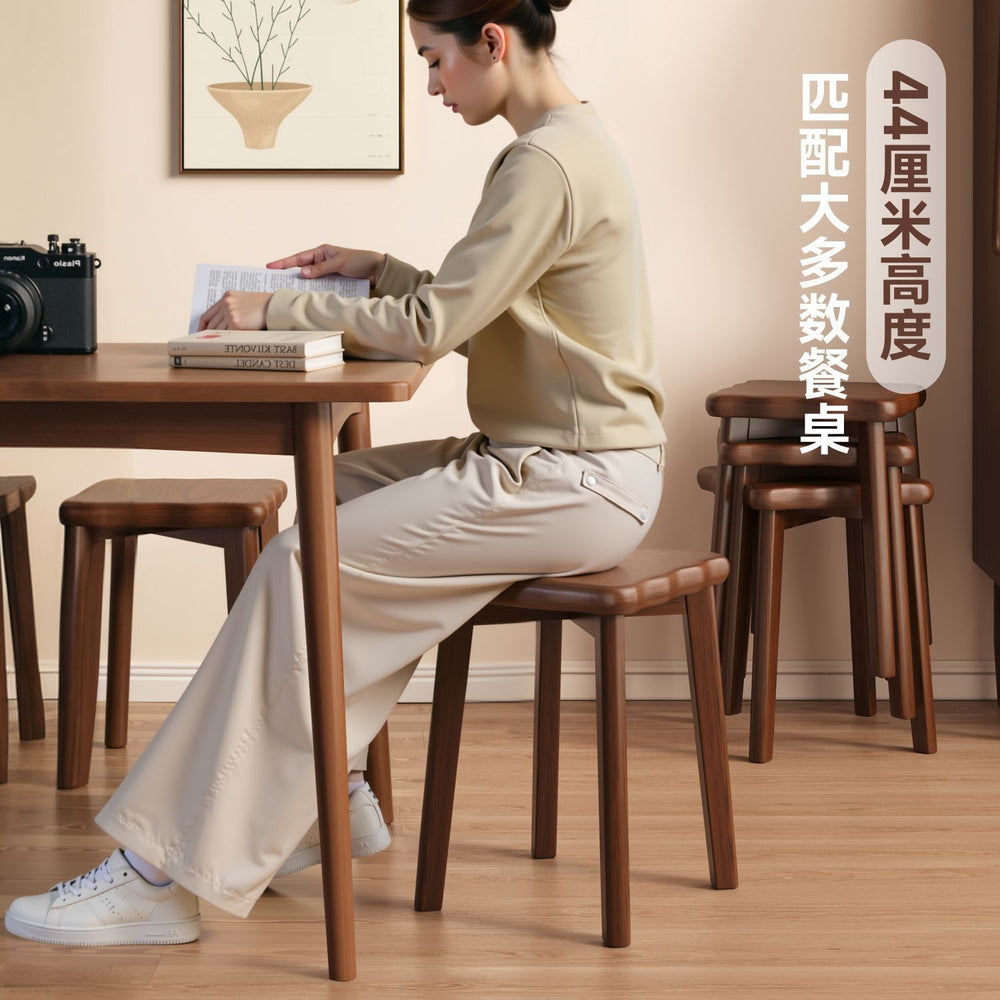 Solid wood stool for home stackable guest spare stool dining table makeup dressing stool strong and durable new chinoiserie square stool
