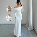 Export 2025 spring women's one-shoulder ruched bodycon fashionable elegant bodycon long evening gown dress