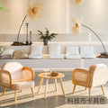 Solid wood single sofa and coffee table set - modern minimalist design for small living rooms, b&bs, hotels, and rental properties - featuring tech fabric upholstery