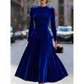 Fashion cross-border exportdress new arrival gold velvet round neck long sleeves dress