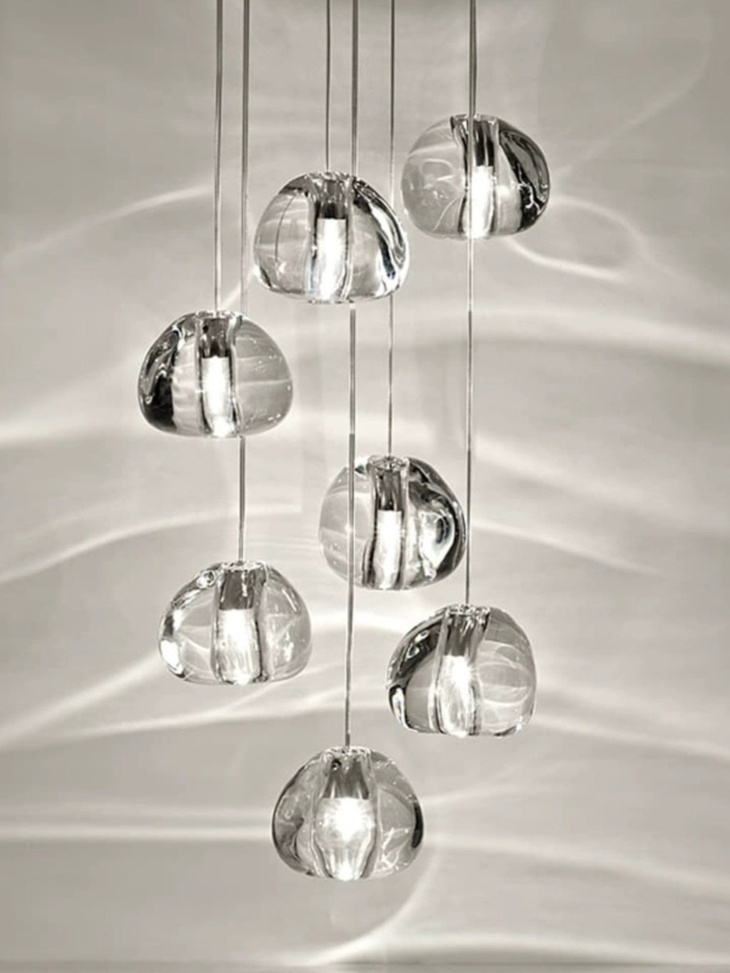 Nordic duplex villa retro rotating staircase crystal lamp G9 lamp holder simple restaurant dining room living room chandelier