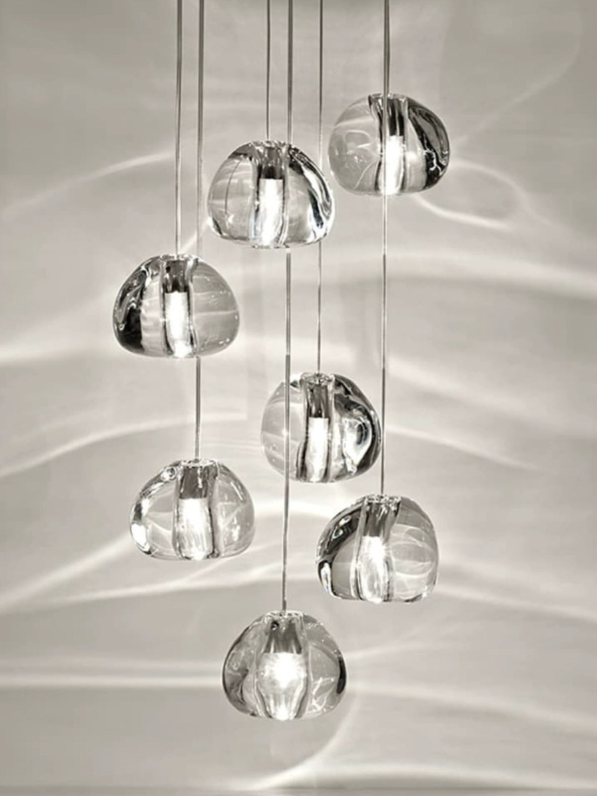 Nordic duplex villa retro rotating staircase crystal lamp G9 lamp holder simple restaurant dining room living room chandelier