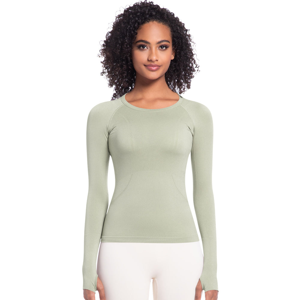 Seamless all-in-one woven yoga clothes, high-elastic tight-fitting long sleeves, quick-drying tops, running fitness sports t-shirts personalized processing
