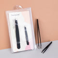 Matgicol slant tip tweezers - stainless steel eyebrow tweezers, black plucking pliers, dual-use eyebrow shaping scissors - wholesale