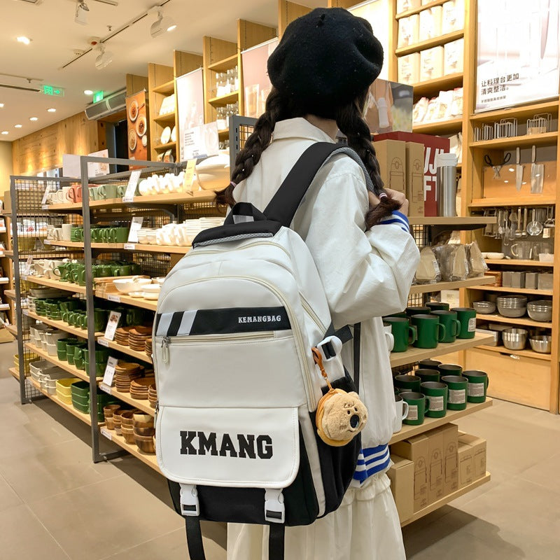 School bag for female junior high school students 2024 new travel backpack for high school students and girls large-capacity Korean version contrasting color backpack