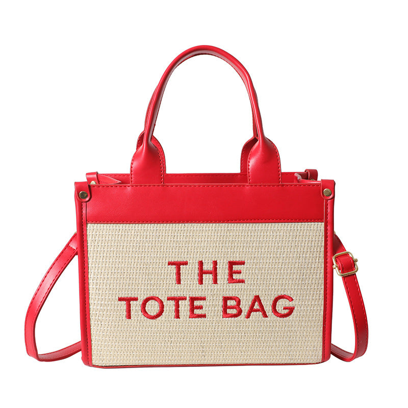 Straw woven tote bag summernew arrival bag for women cross-border small square bag letter patchwork tote bag export women's bag