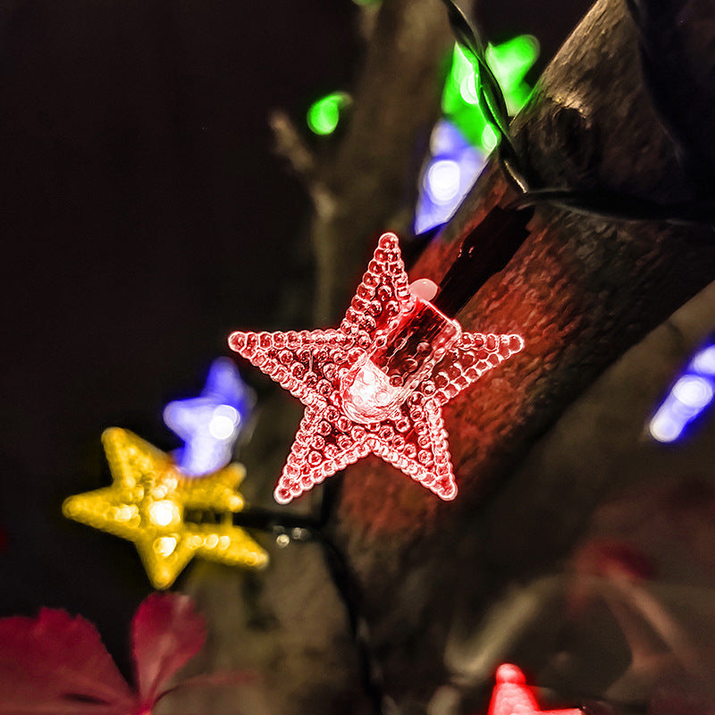 Solar LED lanterns outdoor waterproof bubble ball light string water drop pendant snowflake light Christmas decoration star light