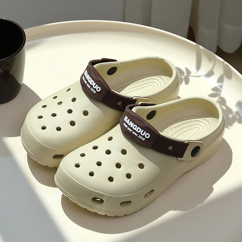 女鞋洞洞鞋女士夏季外穿大童学生防滑软底花园沙滩包头踩屎感凉鞋