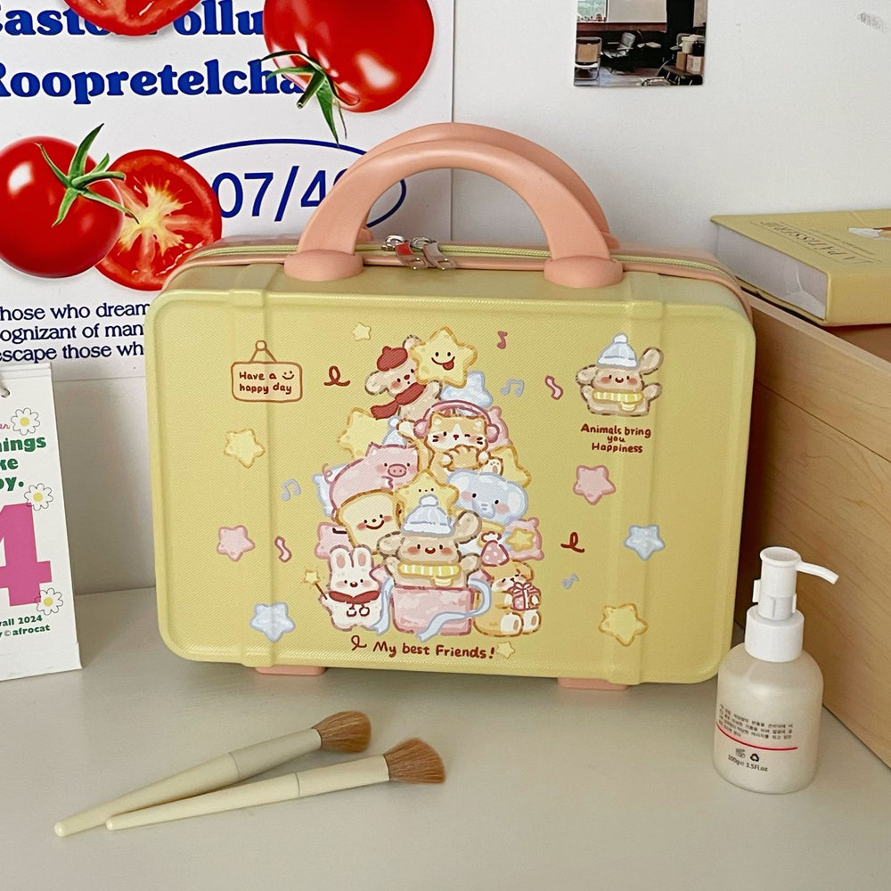Mini luggage box pastoral style cosmetics storage travel satchel box portable storage box outing storage cosmetic bag