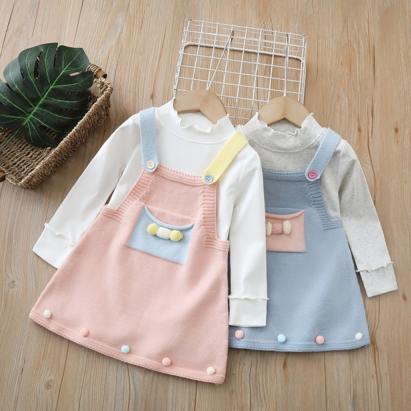 Spring new arrivals: sweet knitted tank top dress set for little girls - spring collection
