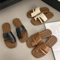 Women's thong sandals - new 2025 summer korean style retro minimalist design - perfect with skirts, wearable outdoors, flat roman sandals