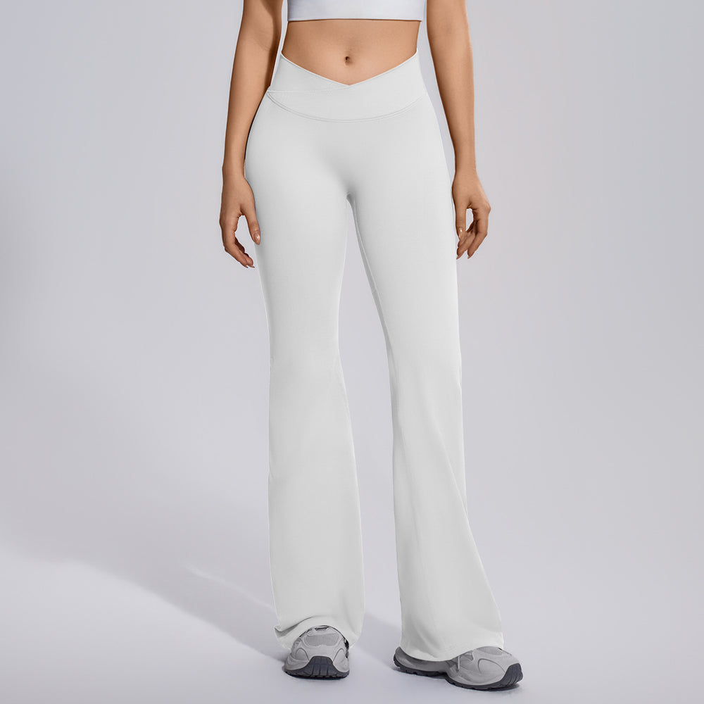 fully matte nylon cross high waist peach hip flared pants seamless quick-drying yoga fitness wide-leg pants for women