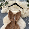 European and american style sexy hollow-out tie-up waist v-neck denim jumpsuit - women's fashion hot girl slim fit flare pants