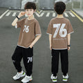 Kids' boys' summer outfit set  new style, korean style short-sleeve summer clothes for older boys, stylish and trendy