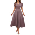 spring/summer cross-border  women's fashion high-waisted solid color slim-fit short-sleeve dress