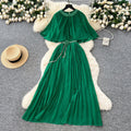 French-style, heavily embellished, beaded and rhinestone-studded, round-neck shawl dress with tie-waist detailing. features a flattering, slimming silhouette and elegant pleated chiffon