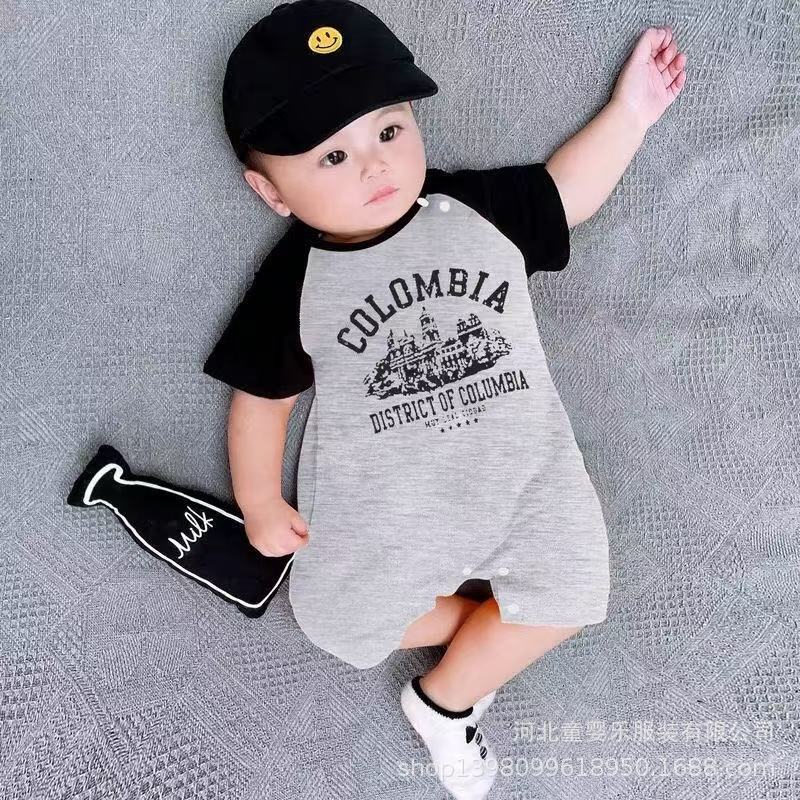 Summer short-sleeved khaki baby clothes baby onesie summer super cute and stylish full-month toddler bag butt clothes summer