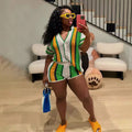 Amazon hot selling european and american women's sexy cut out lapel knitting shorts suit
