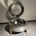 Round stainless steel buffet warming cabinet with see-through glass lid - commercial grade, 6l capacity - in stock for hotel use