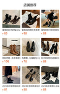 Influencer-approved korean-style square-toe, washed horsehide, slim-fit ankle boots for women. new autumn collection featuring chunky heels and a trendy bare-leg design