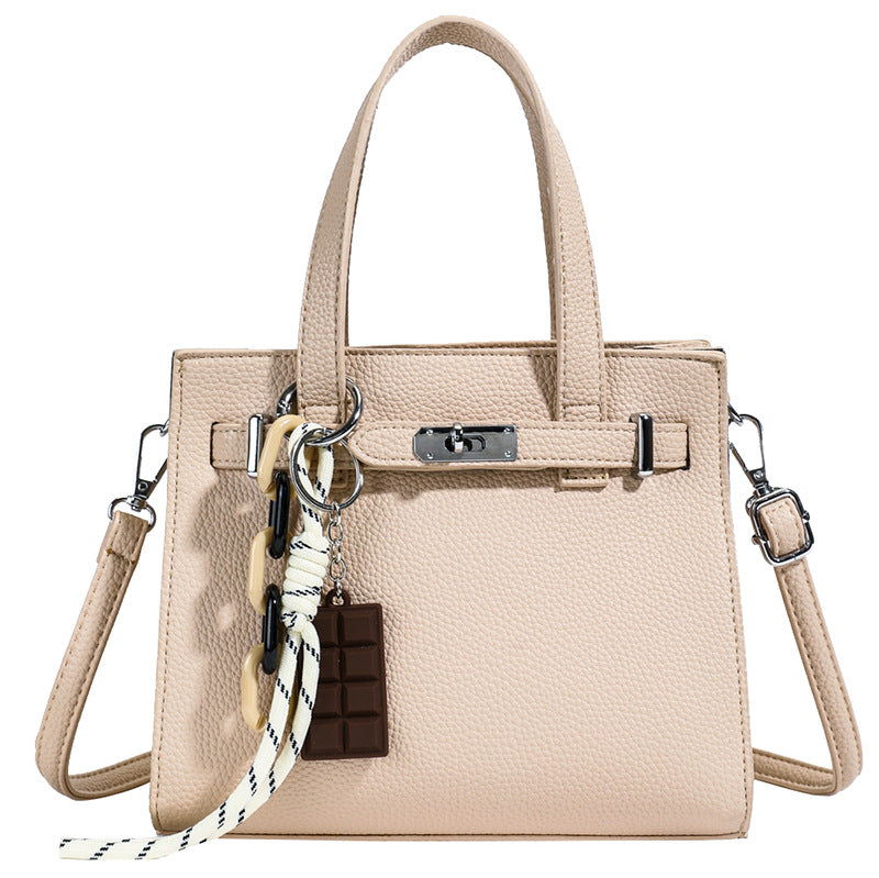 Cross-border niche soft leather portable Kelly bag women's bag 2025 new simple shoulder bag lychee pattern commuter messenger bag