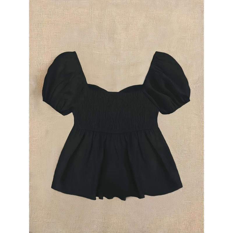 code new arrival original  women's elegance puff sleeve v neck shirt