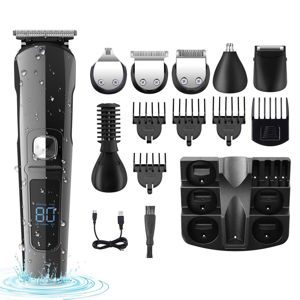 Multifunctional electric hair clipper home kit, fully washable digital display hair trimmer, wholesale family hair cutting set