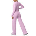 Cloud-feel outdoor casual yoga outfit: long-sleeve t-shirt top & high-waisted wide-leg active wear set for running and fitness