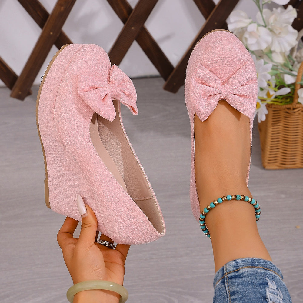export plus size spring/autumn round toe suede fashion flats women's spring/autumn new waterproof platform wedge heel chunky sole flats