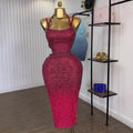 Gradient color sling sexybackless thin beaded dress summer pure desire style hot girl classy long dress for women