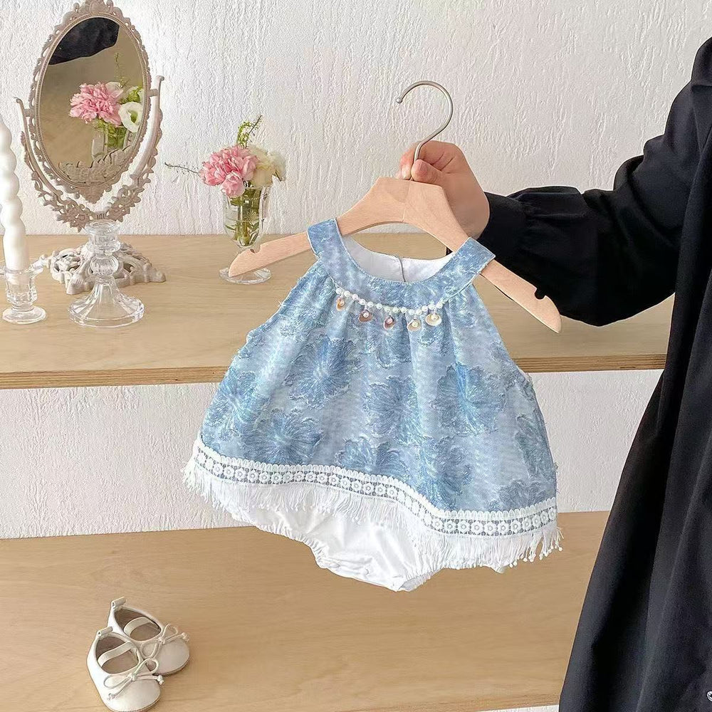 Infant and toddler sundress -  new collection: spaghetti strap princess dress, bohemian vacation style, crawling suit