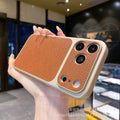 Simple solid color leather texture instantly transforms to 17, compatible with apple 17 pro max lychee grain phone case iphone 16 protective cover