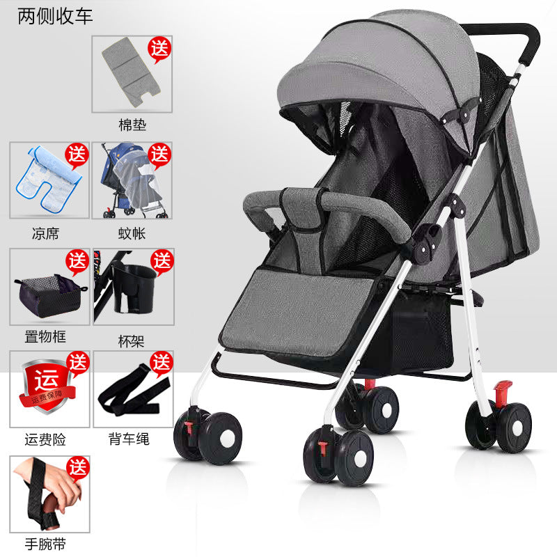 Baby stroller - lightweight, foldable, reclining, four-wheel pushchair for infants and toddlers - one-click folding - dropshipping available