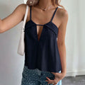 summer new arrival: hollow-out v-neck cami top - women's loose fit, slimming, outerwear, spicy girl style, base layer top